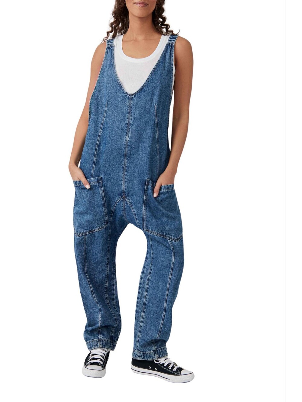 Free People High Roller Denim Jumpsuit - Picture 7 of 10